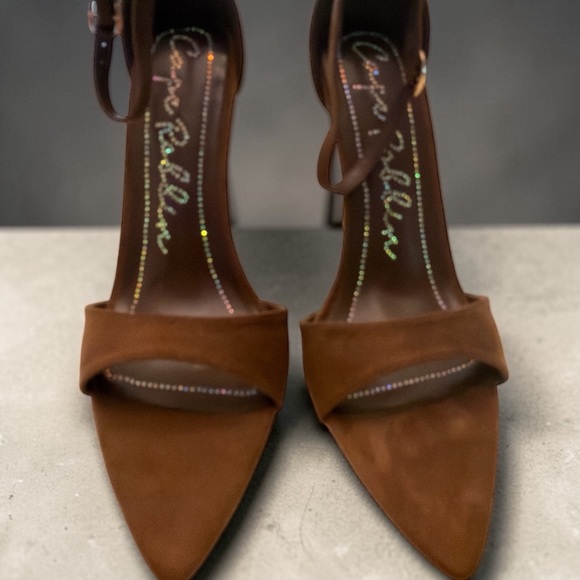 Cape Robbin Shoes - Cape Robbin Brown Suede Pointed Toe Ankle Strap Heels